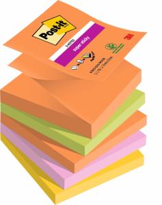 Lipnūs lapeliai užrašams 3M Post-it® Super Sticky, 76x76mm, 5 vnt.  po 90lapų