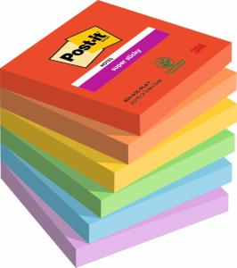 Lipnūs lapeliai 3M Post-it® Super Sticky Playful 76mmx76mm, 6vnt. po 90 lapelių