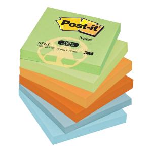 Lipnūs lapeliai 3M Post-it® Recycling Assorted 76 x 76 mm 12 vnt./pak. po 100 lapelių
