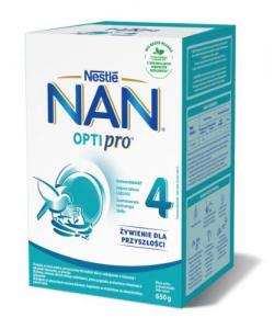Pieno gerimas vaikams NAN OPTIPRO 4, praturtintas vitaminais ir mineralais,  nuo 2 metu, 650g