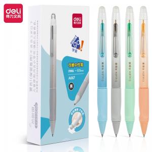 Gelinis rašiklis Deli A667, 0.5 mm, juodos spalvos, nutrinamas