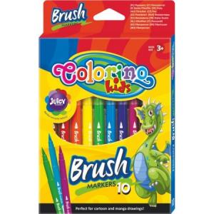 Flomasteriai teptukiniai Colorino Kids Brush, 10 spalvų