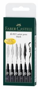 Teptukinis rašiklis Faber-Castell India ink PITT Artist Pen, #199 Black, 6 vnt.