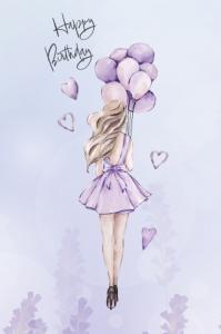 Atvirukas  Happy Birthday su balionais