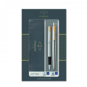 Dovanų rinkinys Parker Jotter Steel GT (plunksnakotis + automatinis rašiklis)