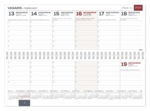 Stalinis kalendorius Timer Memo, 290x105mm, PVC viršelis, juodos/baltos spalvos