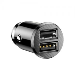 Įkroviklis automobilinis Baseus Grain (3.1A) su 2 USB jungtimis juodas CCALL-ML01
