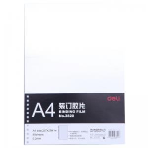 Įrišimo viršelis DELI 3820 A4/200mic/50 lapų, skaidrūs