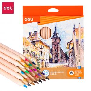 Spalvoti pieštukai DELI 24 spalvų, 3,0mm apvalūs