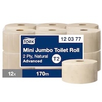 Tualetinis popierius Tork Mini Jumbo T2 (120377) natūralios spalvos tualetinio popieriaus ritinys Advanced