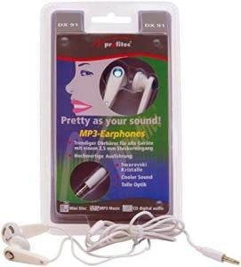 Laidinės ausinės Profitec DX91 PI, MP3, 3.5mm stereo jack, su rožiniais Swarovski Crystal elementais
