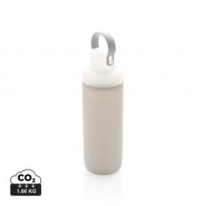 Glass water bottle with silicone sleeve