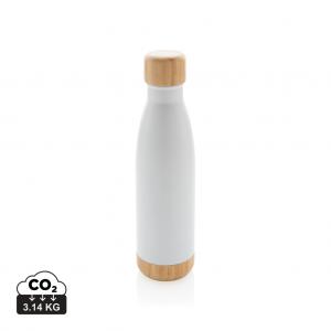 Vacuum stainless steel bottle with bamboo lid and bottom