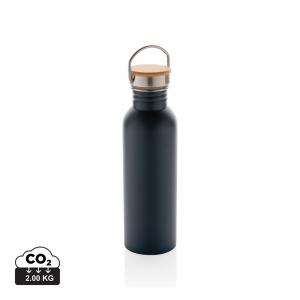 Modern stainless steel bottle with bamboo lid