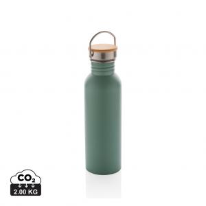 Modern stainless steel bottle with bamboo lid