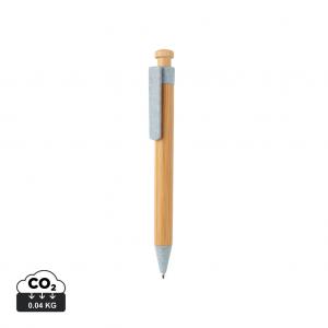 Bamboo pen with wheatstraw clip