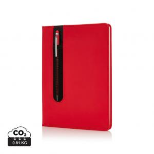 Standard hardcover PU A5 notebook with stylus pen