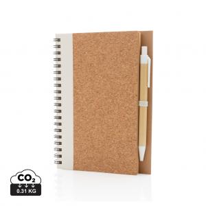 Cork spiral notebook with pen