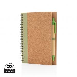 Cork spiral notebook with pen