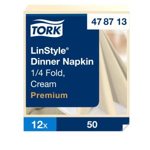 Servetėlės Tork LinStyle (478713), vakarienės, 1 sluoksnis, 50vnt., kreminės spalvos spalvos