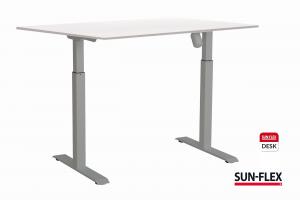 Reguliuojamo aukščio stalas SUN-FLEX ADAPT I, baltas stalviršis ir pilkas rėmas 120x80cm