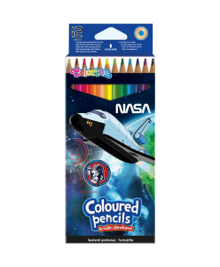 Spalvoti pieštukai 12 spalvų trikampiu  korpusu Nasa