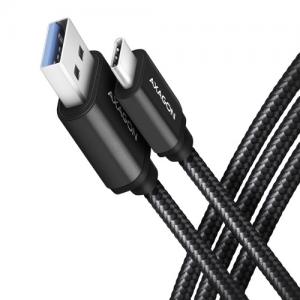 Kabelis AXAGON BUCM3-AM10AB USB-C < > USB-A USB 3.2 Gen 1/3A/ALU/Juodas pintas/1m