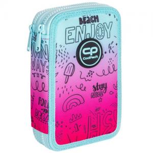 Forminis dviejų skyrių penalas su priedais CoolPack Jumper 2 Pink Scribble