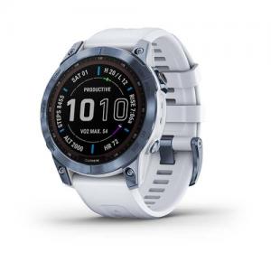 Išmanusis laikrodis Garmin Fenix 7 Sapphire Solar Edition Mineral Blue DLC Titanium/Whitestone Band 47mm