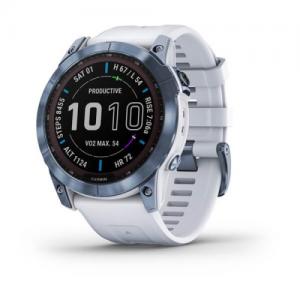 Išmanusis laikrodis Garmin Fenix 7X Sapphire Solar Edition Mineral Blue DLC Titanium/Whitestone Band 51mm