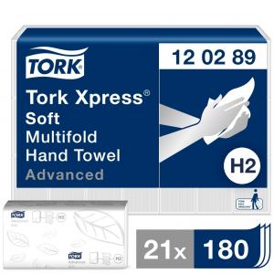 Servetėlės Tork Multifold Advanced Soft H2 (120398), 2 sluoksniai, baltos spalvos, 180 lapelių