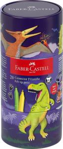 Flomasteriai Faber-Castell Connector Dinosaurus, 20 spalvų