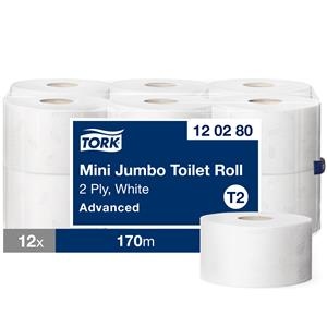 Tualetinis popierius Tork Advanced Mini Jumbo T2, 2 sl., 170m, 12 vnt.