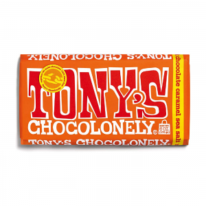 Pieniškas šokoladas, TONY'S, 32%, su karamele ir jūros druska, 180g