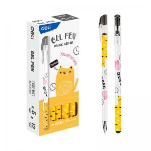 Gelinis rašiklis DELI Cat 0.5 mm, juodos spalvos