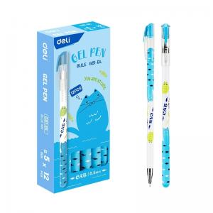 Gelinis rašiklis DELI Cat 0.5 mm, mėlynos spalvos