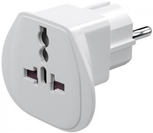 Goobay 94026 World to EU Travel Adapter, kelionių adapteris (UK, US, IT, CH, į EU), Balta