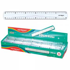 Liniuotė Keyroad 30cm, plastikinė, skaidri