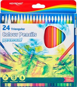 Akvareliniai pieštukai Keyroad, 24 spalvų, trikampio formos
