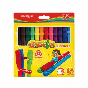 Flomasteriai Keyroad Capfix, 12 spalvų