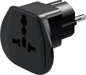 Goobay 94028 World to EU Travel Adapter, kelionių adapteris (UK, US, IT, CH, į EU), Juoda