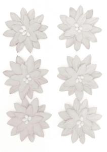 Popierinės gėlės lipnios Dahlia, baltos spalvos, 6 vnt.
