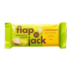 Batonėlis FLAPJACK su ananasais ir citrinomis, veganiškas, be gliuteno, be laktozės, 60 g