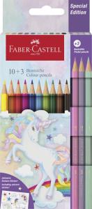 Spalvoti pieštukai Faber-Castell Colour Grip Unicorn 10 +3 pastelinės spalvos