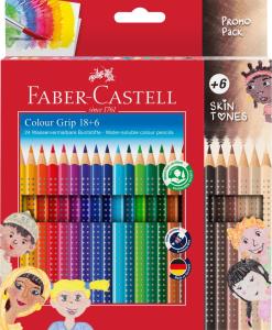 Akvareliniai spalvoti pieštukai Faber-Castell Colour Grip 18+6 spalvos