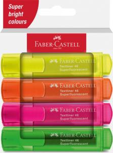 Teksto žymeklių rinkinys Faber-Castell 46, labai ryškių spalvų, 4 spalvų