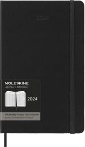 Kalendorius-užrašų knygutė Moleskine, 2024 m, 12 mėn. 13x21 cm, savaitė, kietu viršeliu, juodos spalvos