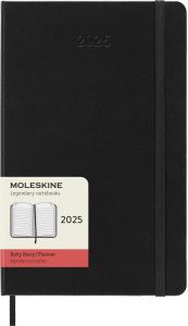 Kalendorius-užrašų knygutė Moleskine 2025 m, 13x21 cm, diena puslapyje, kietu viršeliu, juodos spalvos