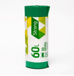 Šiukšlių maišai, SORTEX, 60 l, 30 mk, 60 x 75 cm, žalia sp., 10 vnt.