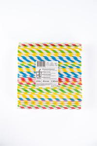 Popieriniai šiaudeliai ZigZag, spalvoti/dryžuoti, D6 mm, L 20 cm, 250 vnt
